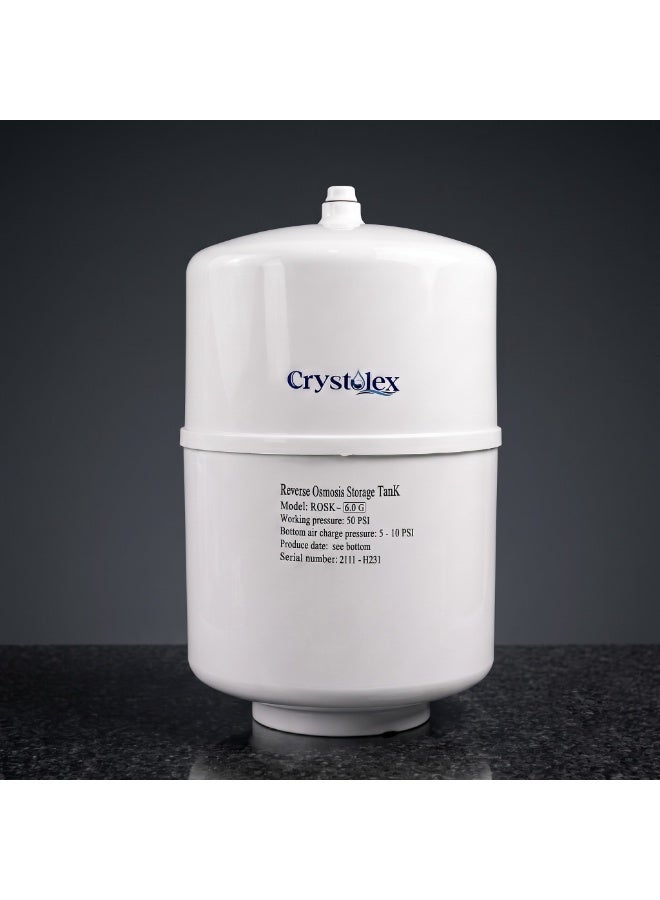 Crystolex Reverse Osmosis Pressure Tank for RO Water Purifier | Food Grade Steel Water Storage | High Pressure Durable RO Replacement Water Storage Container (6.0 Gallons Pressure Tank) | RO Water Tank - Image 1
