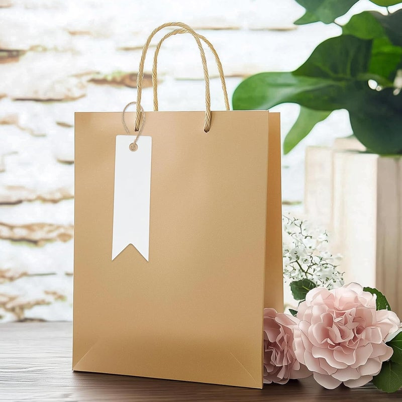 g2plus 100PCS Mini White Paper Gift Tags with String, 2.8x0.8 in Blank Paper Present Tag, White Hang Tag with Jute Twine for DIY Arts & Crafts, Businesses, Wedding, Christmas Party Favors - Image 5