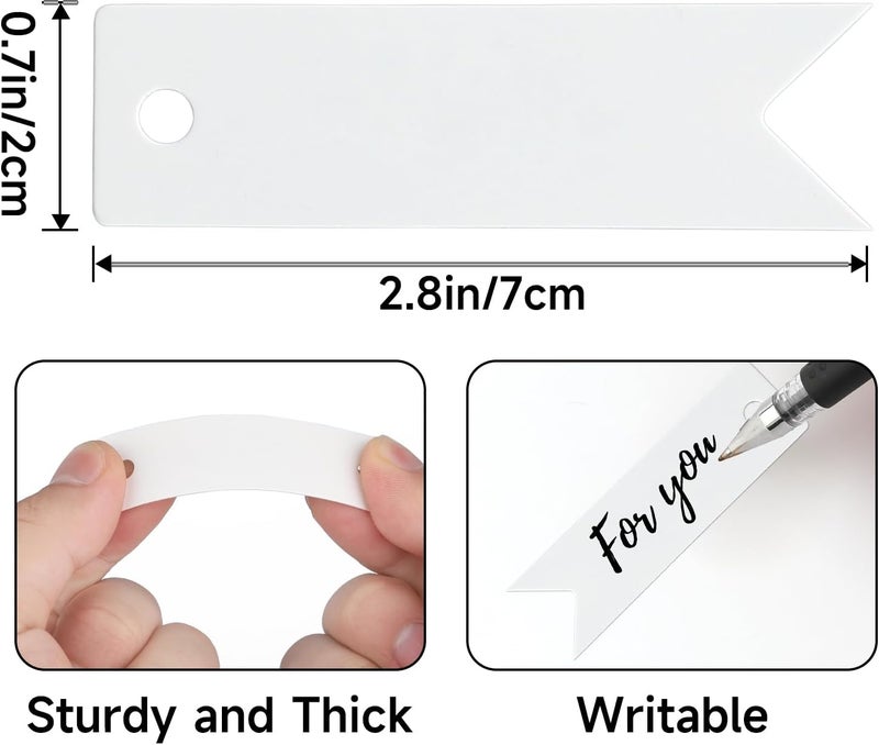 g2plus 100PCS Mini White Paper Gift Tags with String, 2.8x0.8 in Blank Paper Present Tag, White Hang Tag with Jute Twine for DIY Arts & Crafts, Businesses, Wedding, Christmas Party Favors - Image 2