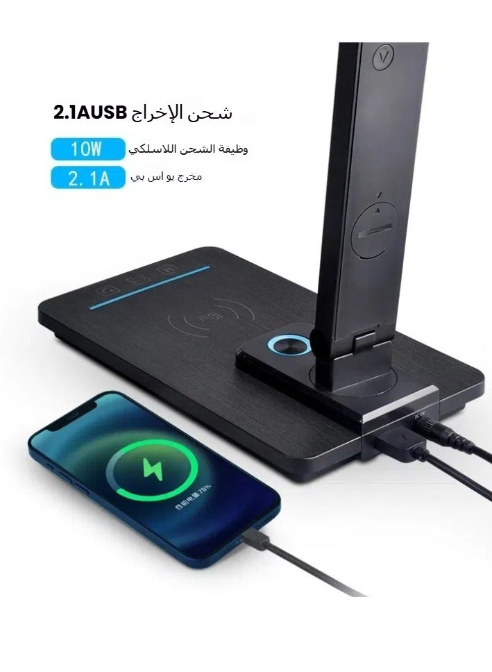 general Creative multi-function display screen eye protection desk lamp wireless charging 10W desktop reading learning night light - Image 2