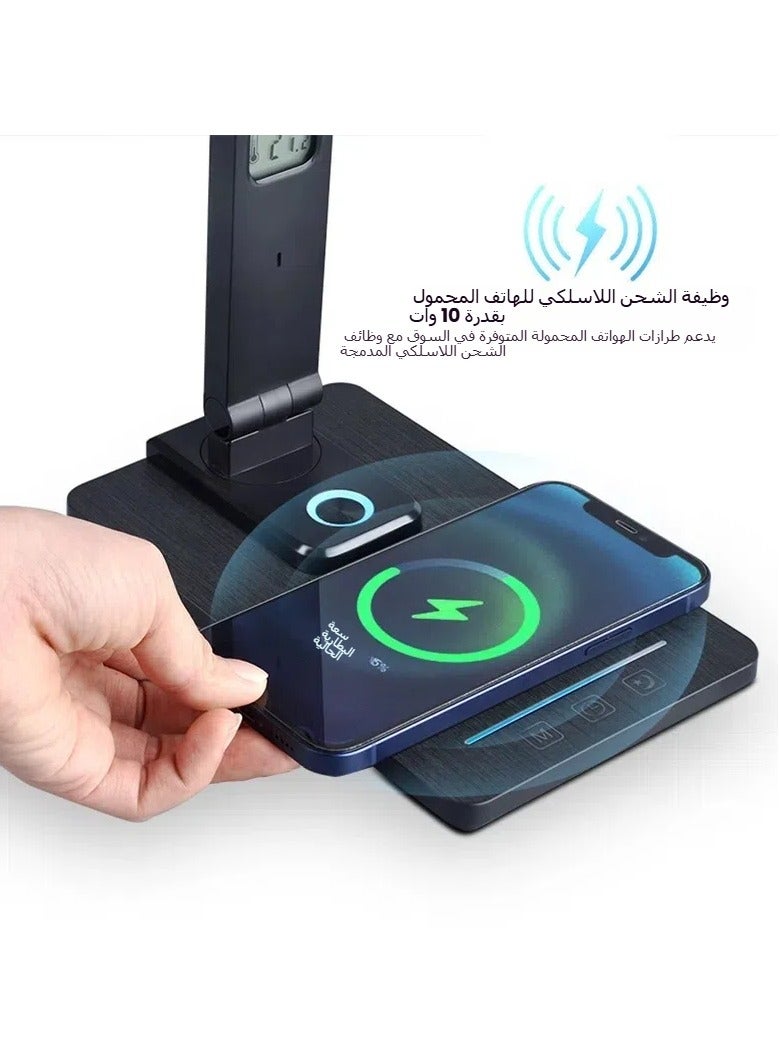 general Creative multi-function display screen eye protection desk lamp wireless charging 10W desktop reading learning night light - Image 3