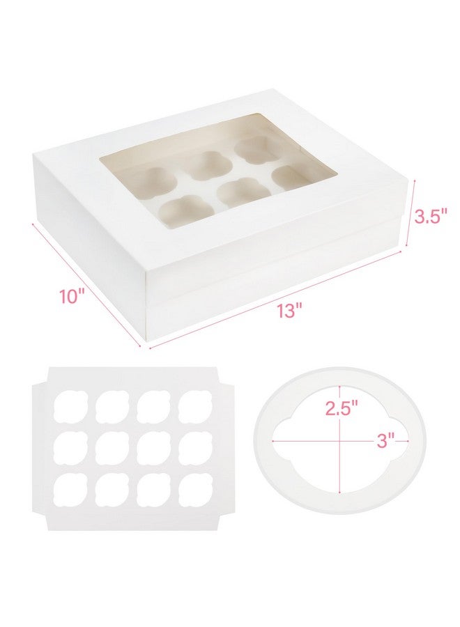 LotFancy 12 Count Cupcake Boxes, 8 Sets, Pre-folded Cupcake Containers with Window Holding 96 Cupcakes, Food Grade Cupcake Holders, Bakery Pastry Boxes for Birthday Holiday Party, White - Image 2