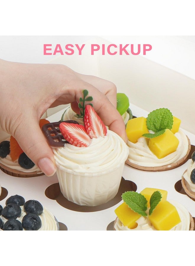 LotFancy 12 Count Cupcake Boxes, 8 Sets, Pre-folded Cupcake Containers with Window Holding 96 Cupcakes, Food Grade Cupcake Holders, Bakery Pastry Boxes for Birthday Holiday Party, White - Image 4
