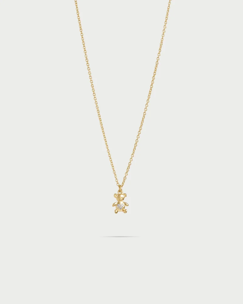 Rue Des Mill Teddy bear chain choker - Teddy Fancy - Yellow gold