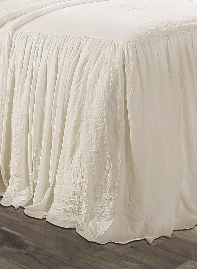 Lush Decor Lush Decor Ruffle Skirt Bedspread Vintage Chic Farmhouse Style Lightweight 3 Piece Set, Queen, Ivory  - Image 3