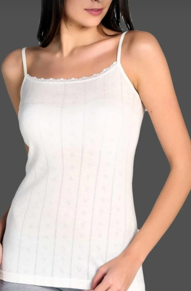 Tutku 0200 Jacquard Rope Suspender Undershirt 6-Pack Ecru Color