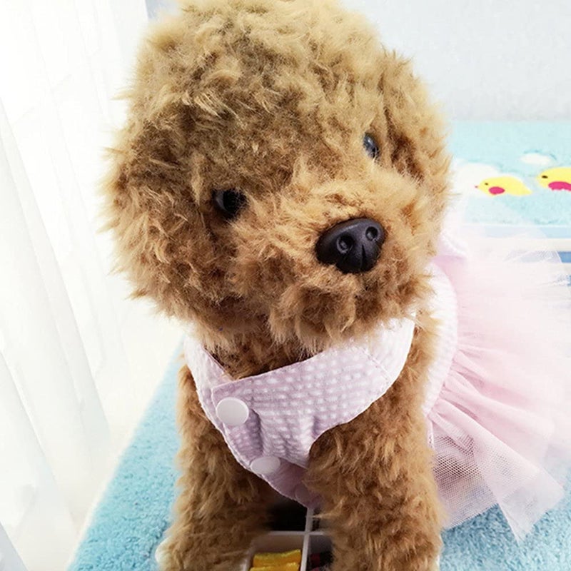 TAPBULL Dog Dresses, Fashion Pet Dog Clothes, Striped Mesh Puppy Dog Princess Dresses (Pink, Small) - Image 3