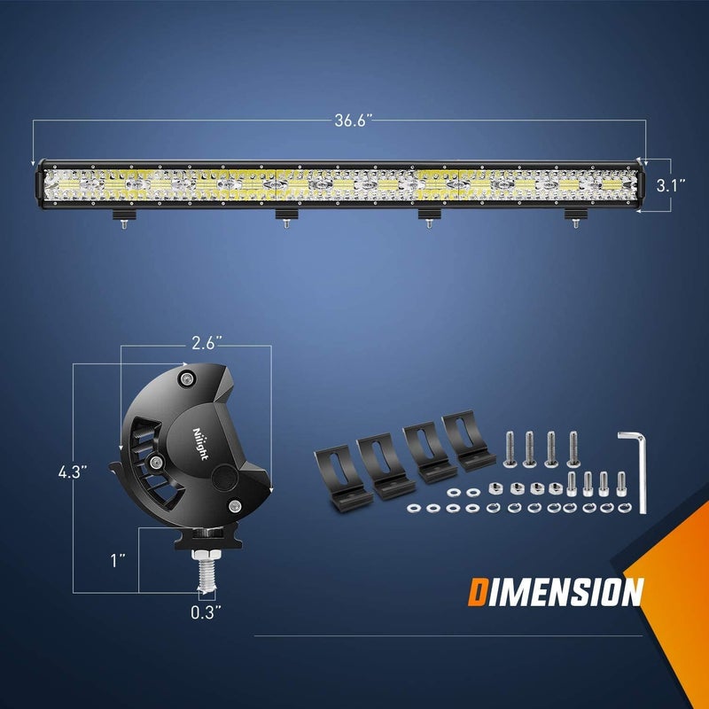 Nilight 37Inch 780W LED Light Bar Triple Row Flood Spot Combo 78000LM Driving Led Off Road Lights with 12V On/Off 14 AWG Wiring Harness Kit for Boat Truck Jeep UTV ATV Car, White, ZH435 - Image 2