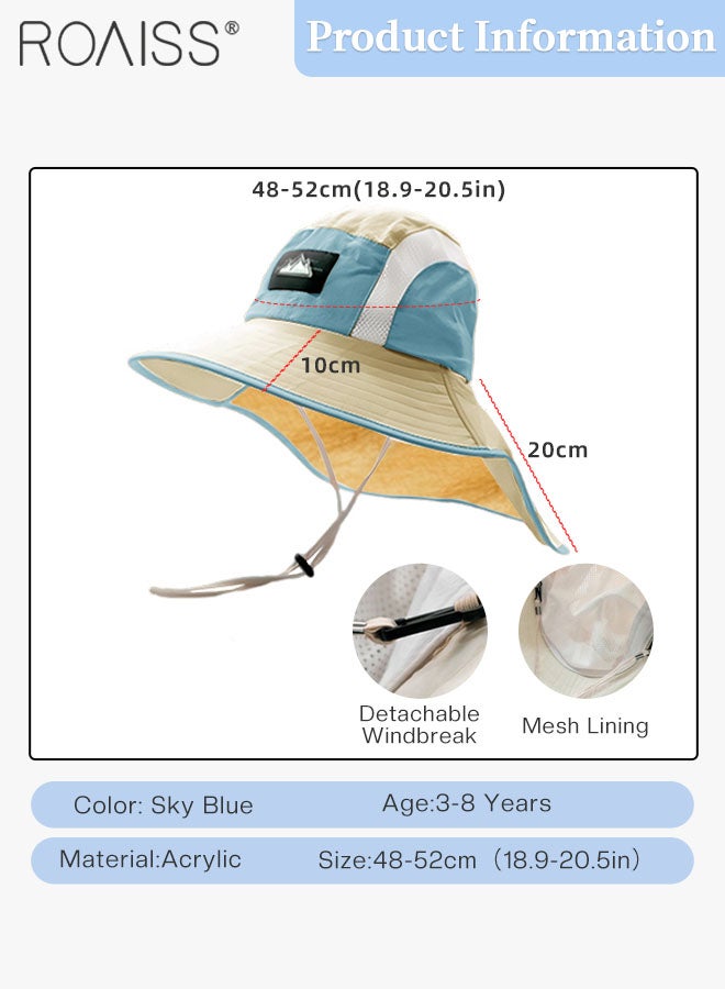 roaiss Summer Wide Shawl Sun Hat for Boys, UPF50+ Outdoor Sports Cycling Beach Sun Cap, Mesh Breathable UV Protection Trendy Style Bucket Hat  - Image 3