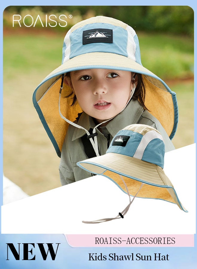 roaiss Summer Wide Shawl Sun Hat for Boys, UPF50+ Outdoor Sports Cycling Beach Sun Cap, Mesh Breathable UV Protection Trendy Style Bucket Hat  - Image 1