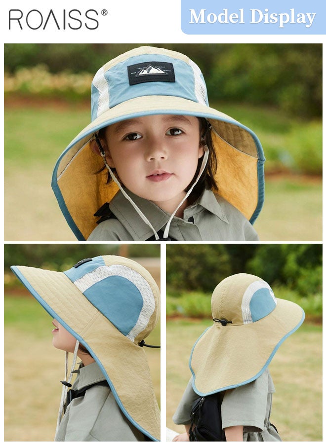 roaiss Summer Wide Shawl Sun Hat for Boys, UPF50+ Outdoor Sports Cycling Beach Sun Cap, Mesh Breathable UV Protection Trendy Style Bucket Hat  - Image 2