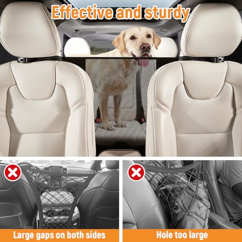 Veitail Dog Car Barrier,Dog Net for Car Divider,Pet Barrier with Mesh Organizer,Universal for Car,SUV,Truck - Image 3