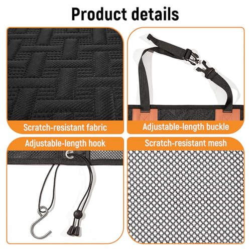 Veitail Dog Car Barrier,Dog Net for Car Divider,Pet Barrier with Mesh Organizer,Universal for Car,SUV,Truck - Image 5