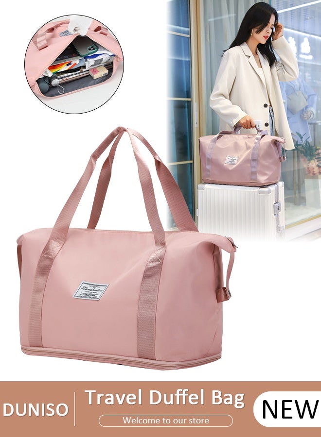 DUNISO حقيبة رياضية للصالة الرياضية مع جيب مبلل ومساحة للأحذية، حقيبة ليلية لعطلة نهاية الأسبوع للسفر وصالة الألعاب الرياضية واليوجا وحقيبة السفر من القماش الخشن للرجال والنساء خفيفة الوزن - Image 1