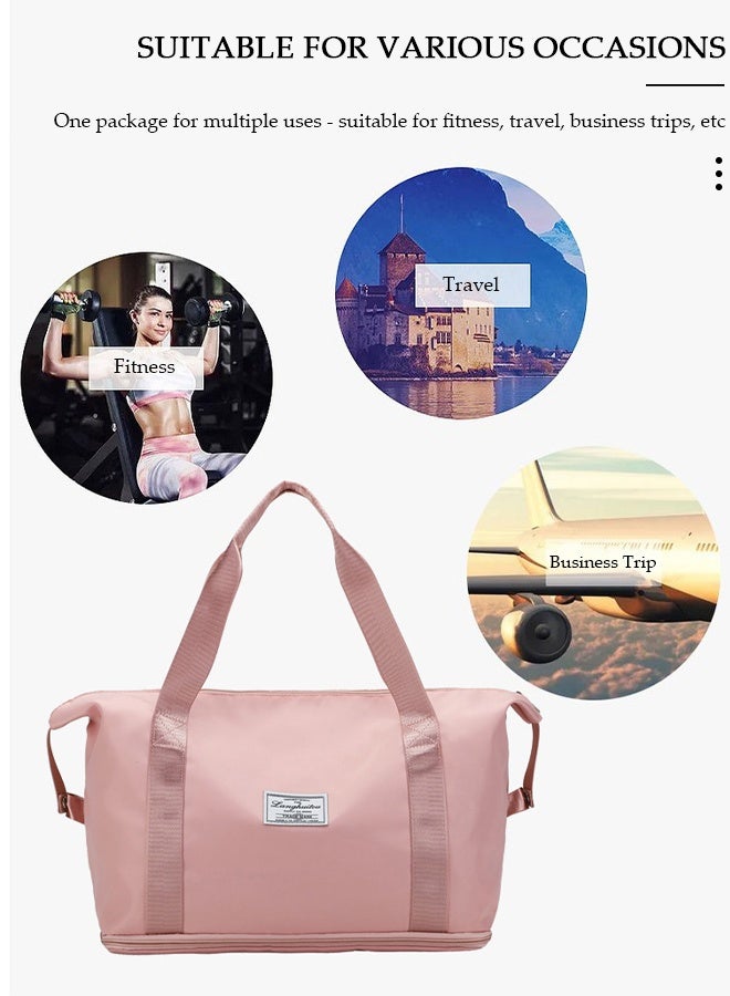 DUNISO حقيبة رياضية للصالة الرياضية مع جيب مبلل ومساحة للأحذية، حقيبة ليلية لعطلة نهاية الأسبوع للسفر وصالة الألعاب الرياضية واليوجا وحقيبة السفر من القماش الخشن للرجال والنساء خفيفة الوزن - Image 3