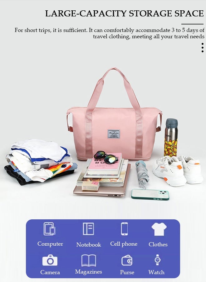 DUNISO حقيبة رياضية للصالة الرياضية مع جيب مبلل ومساحة للأحذية، حقيبة ليلية لعطلة نهاية الأسبوع للسفر وصالة الألعاب الرياضية واليوجا وحقيبة السفر من القماش الخشن للرجال والنساء خفيفة الوزن - Image 4