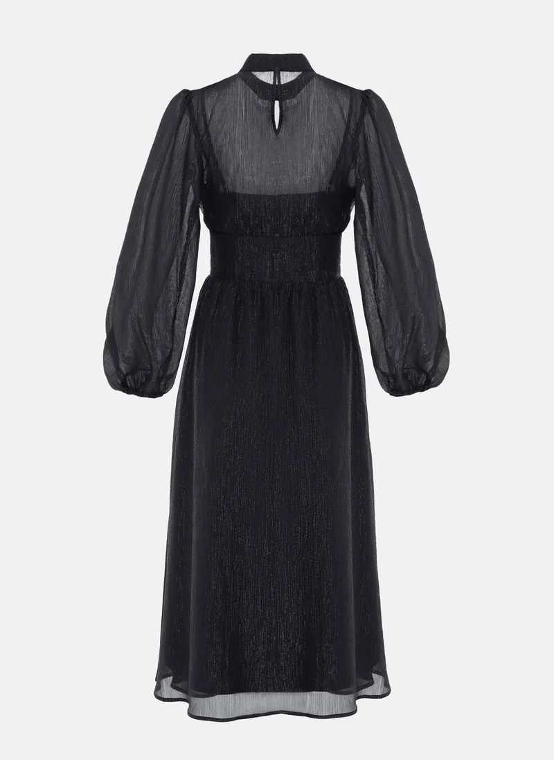 Lichi Flared metallic midi dress