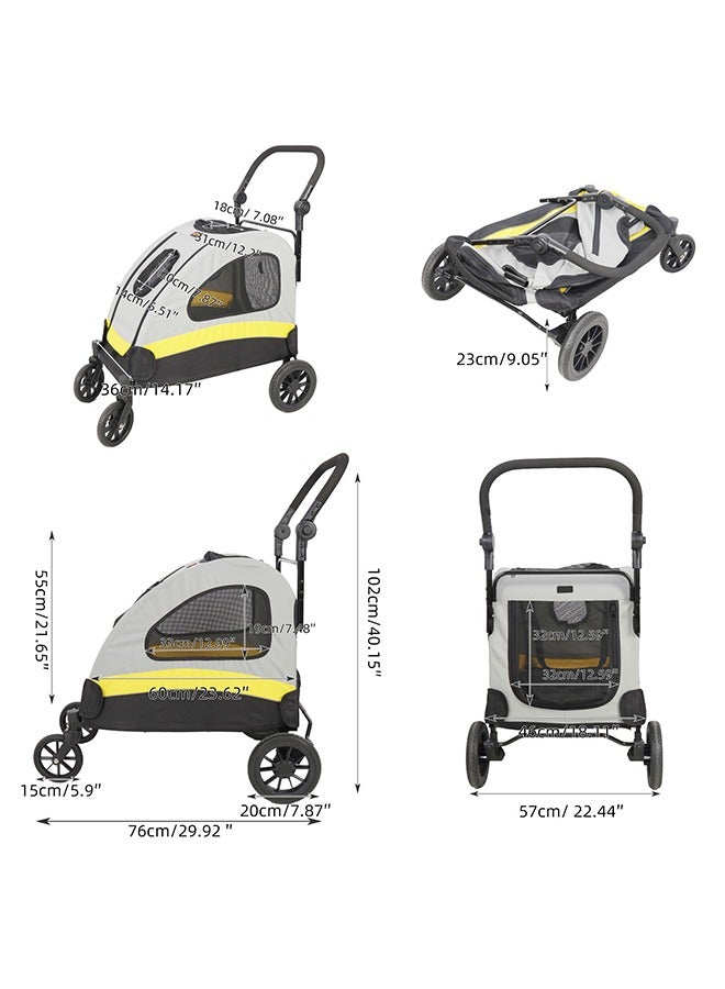 Wisfor Medium Dog Stroller Buggy: 4 Strong Wheels Heavy Duty Pet Pram Doggy Pushchair with Brakes Back Front Door for Small Dogs and Cats Loads up to 20kg - Image 3