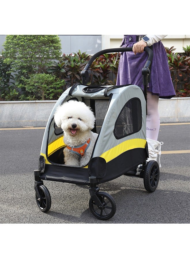 Wisfor Medium Dog Stroller Buggy: 4 Strong Wheels Heavy Duty Pet Pram Doggy Pushchair with Brakes Back Front Door for Small Dogs and Cats Loads up to 20kg - Image 1