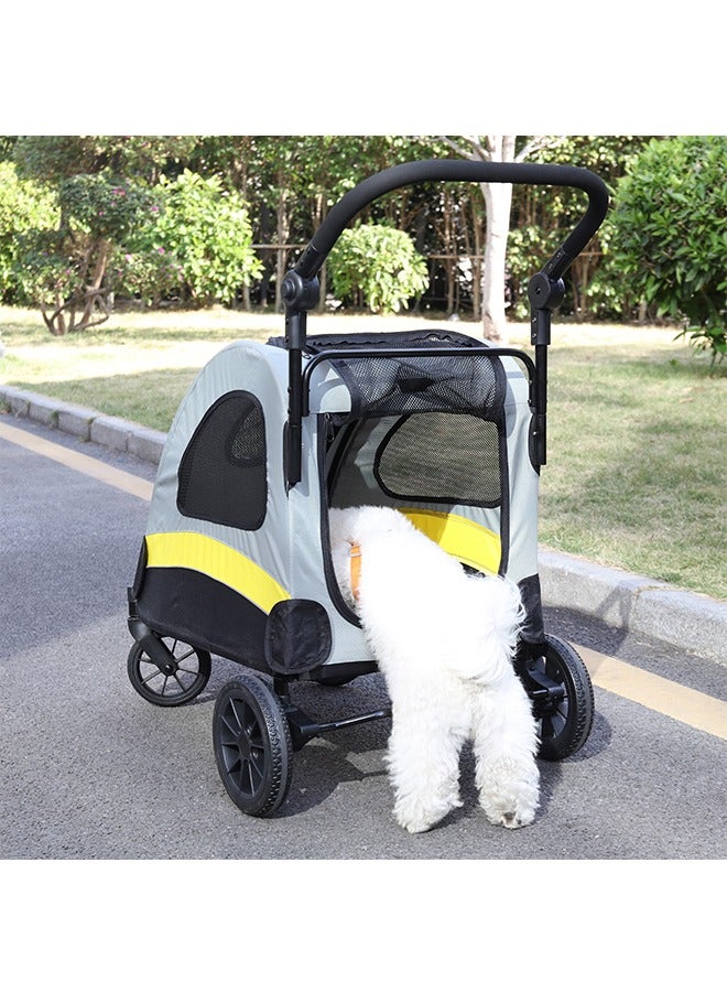 Wisfor Medium Dog Stroller Buggy: 4 Strong Wheels Heavy Duty Pet Pram Doggy Pushchair with Brakes Back Front Door for Small Dogs and Cats Loads up to 20kg - Image 2