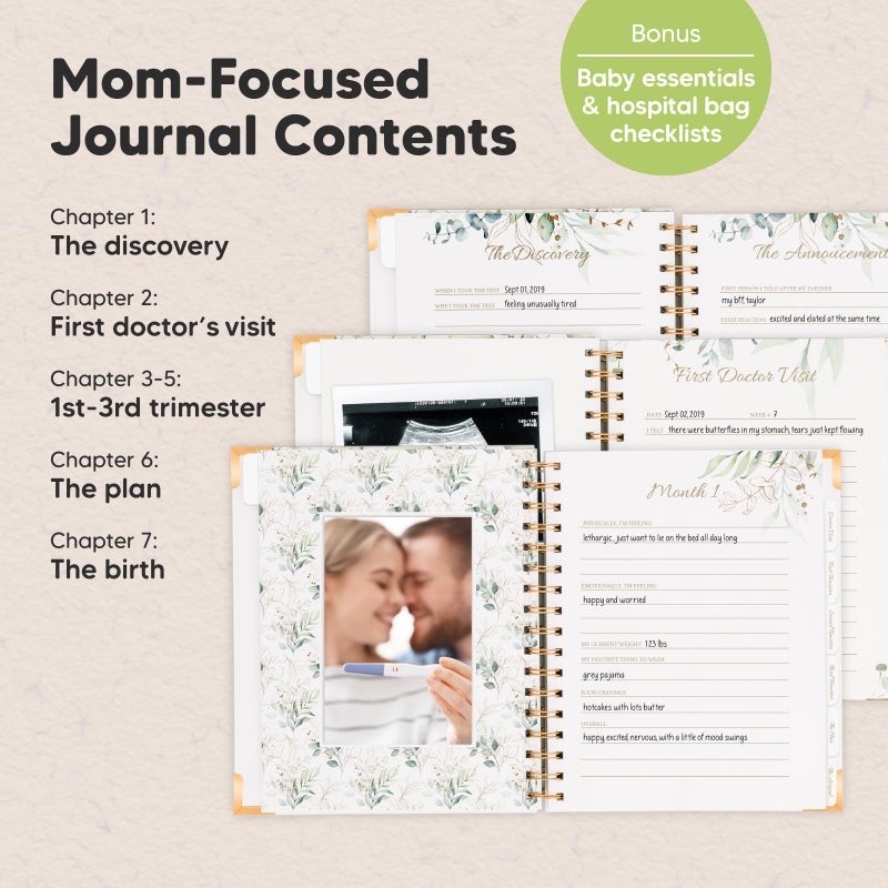 KeaBabies Pregnancy Journal Memory Book - 90 Pages Hardcover Pregnancy Book, Pregnancy Planner, Pregnancy Journals for First Time Moms, Baby Memory Book, Mom Book Diary, Ultrasound Baby Book Memory (Alpine)  - Image 3