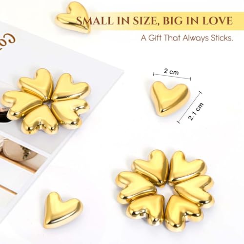 Ekhasa Nostrae by Ekhasa Golden Heart Cute Fridge Magnets Set of 12 | Fridge Magnet Refrigerator Stylish | Kitchen Fridge Decoration Items | Mini Gifts - Image 3