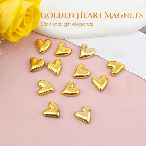 Ekhasa Nostrae by Ekhasa Golden Heart Cute Fridge Magnets Set of 12 | Fridge Magnet Refrigerator Stylish | Kitchen Fridge Decoration Items | Mini Gifts - Image 2