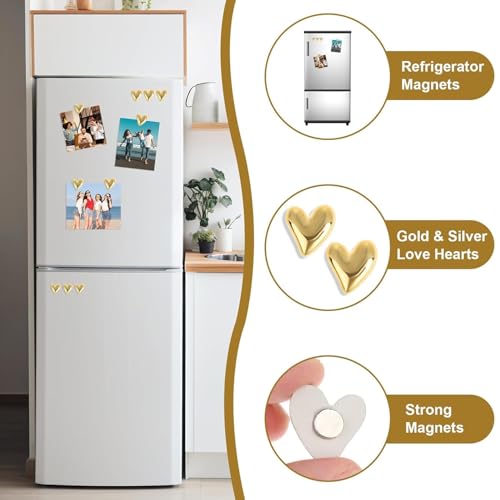 Ekhasa Nostrae by Ekhasa Golden Heart Cute Fridge Magnets Set of 12 | Fridge Magnet Refrigerator Stylish | Kitchen Fridge Decoration Items | Mini Gifts - Image 5