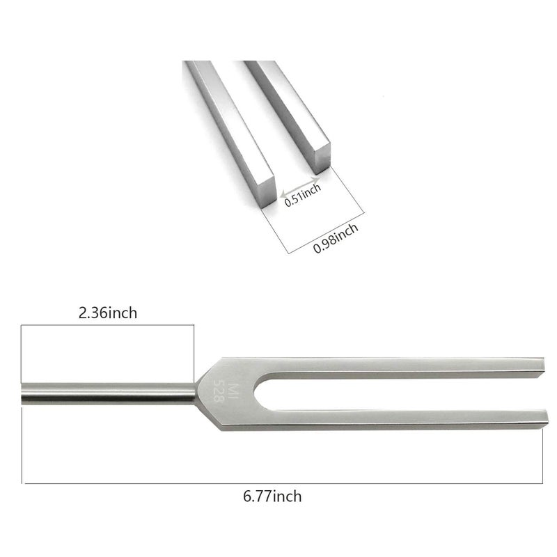 FSHANEE 528 Hz Tuning Fork Tools Sound Healing Chakra Tuning Fork Solfeggio Energy Tuning Fork for DNA Repair Healing MI528 Hz Love Frequency Healing Devices for Healing (Silvery) - Image 2