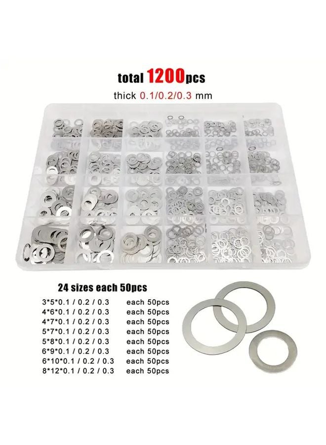 1200pcs 304 Stainless Steel Ultra Thin Flat Washer Set 24 Sizes 0 1mm To 3mm - Image 3
