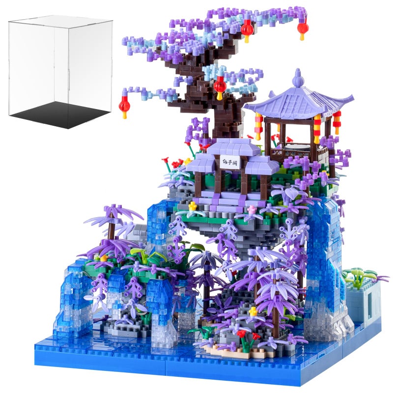 APENGBAOL Peach Blossom Pond Japanese Architecture Building Blocks Set for Adults and Kids with Acrylic Display Cover Micro Mini Bricks Cherry Blossom Tree House Building Kit 2500PCS - Image 3