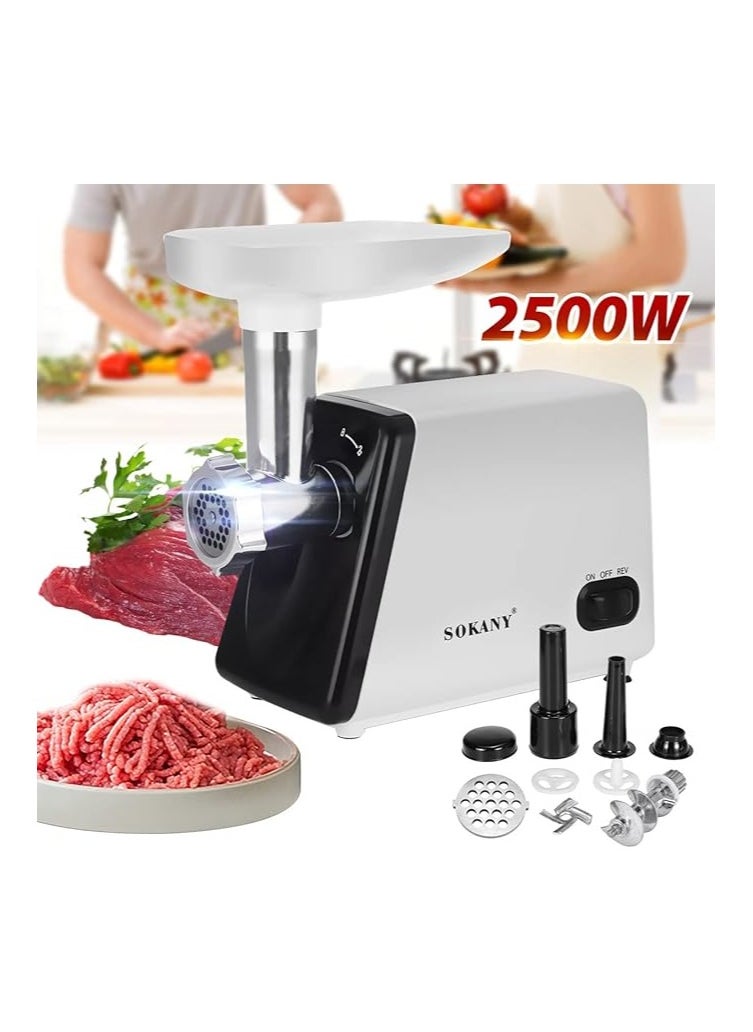 سوكاني سوكاني مفرمة لحوم كهربائية SK-312، قوة قصوى 2500 واط، مفرمة لحوم كهربائية متعددة الوظائف 3 في 1، حشو السجق، 1 شفرة تقطيع، 3 الواح طحن وملحقات الكوب. (Sk-312 2500w)  - Image 3