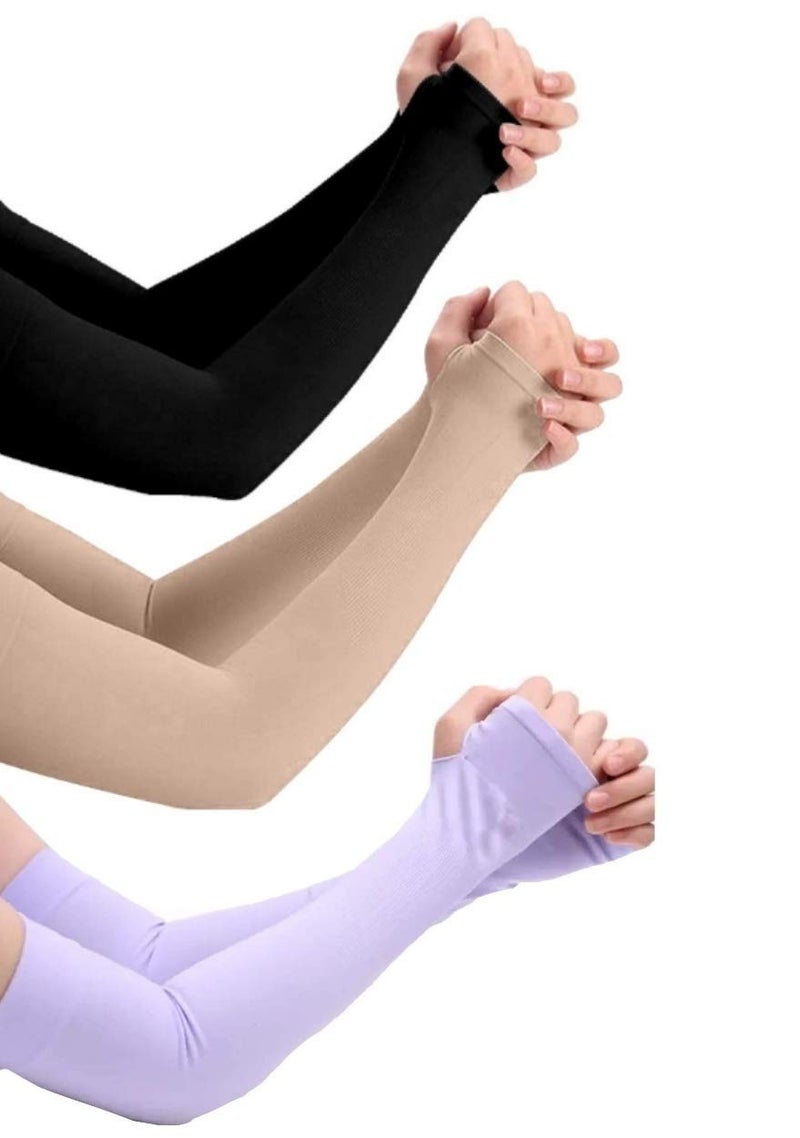 NESVIB 3 Pairs Biker/Sports Full Arm Fingerless Sleeves Gloves for UV, Dust, Summer, Sun Protection for men and Women - Image 1