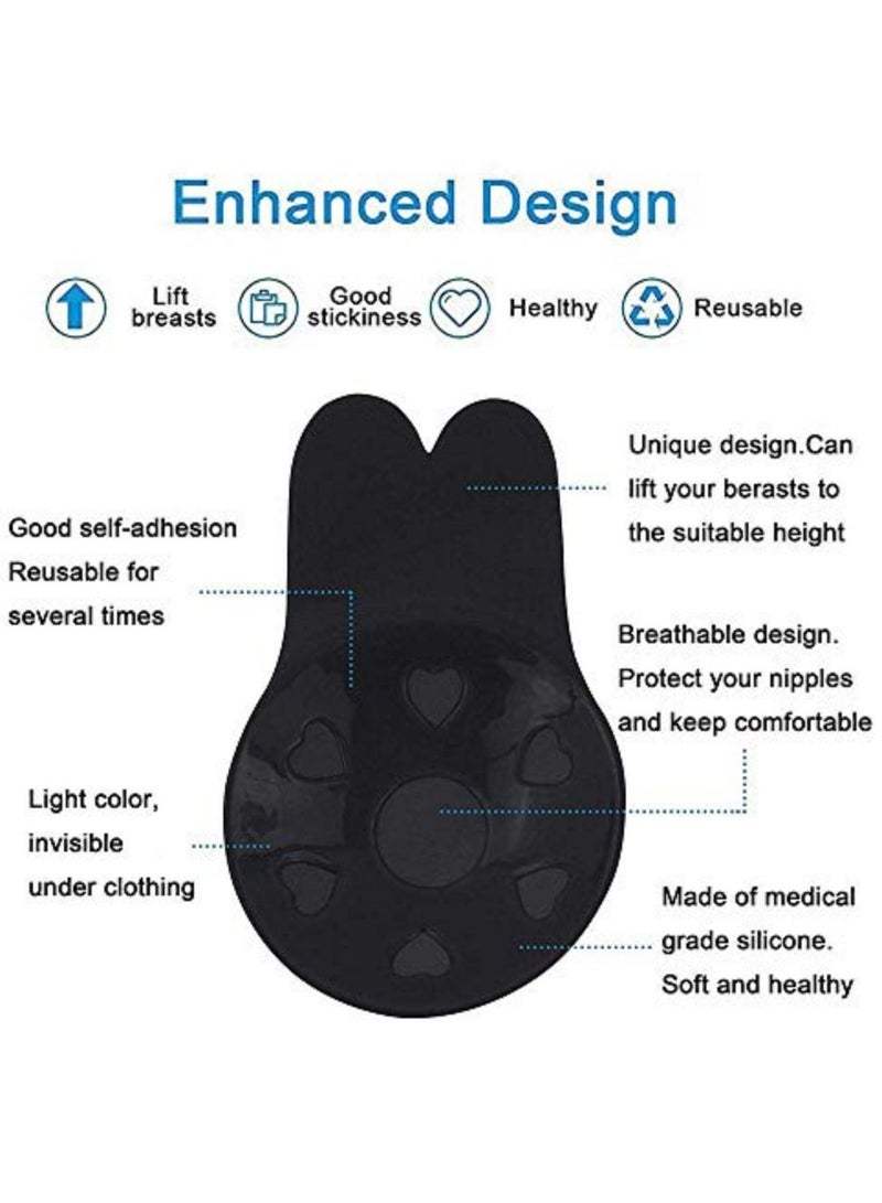 Glamroot Women's Strapless Backless Bra Lightly Padded Push Up Stick-on Adhesive Nipple Pad, Black - Image 2