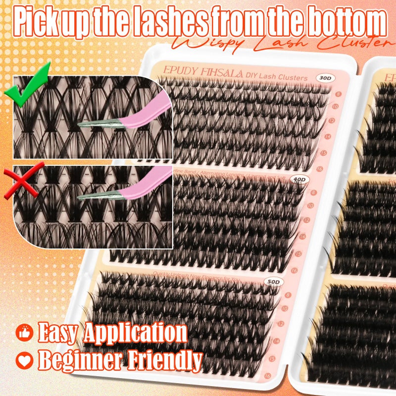 708Pcs 30D to 100D Lash Clusters Fine Soft Wispy False Eyelashes Reusable Easy Application - Image 5