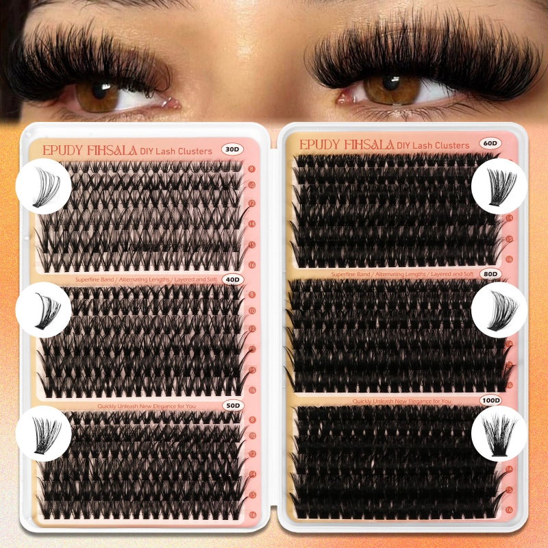 708Pcs 30D to 100D Lash Clusters Fine Soft Wispy False Eyelashes Reusable Easy Application - Image 2