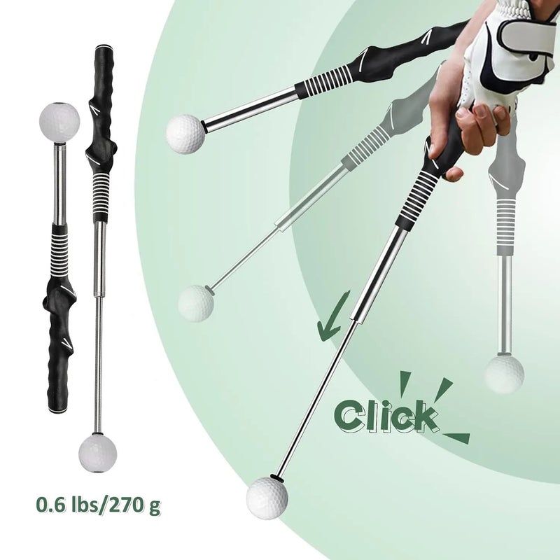 PETO Retractable Golf Swing Training Aid, Telescopic club, Click Sound Stick Trainer, Golf Warm Up, Grip Trainer, Strength, Tempo Training Aids, Golf Gift - Image 4