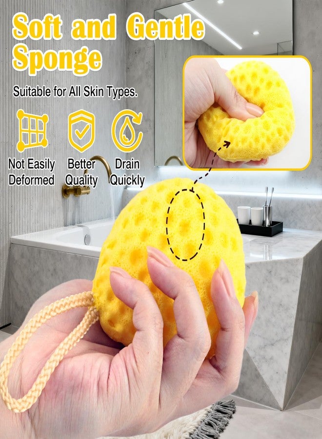 Brvlsoc 2-Pack Deep Cleansing Bath Sponges - Soft PU Foam Loofah for Shower, Rich Lather & Gentle Exfoliation, Durable Yellow Color Design - Image 2