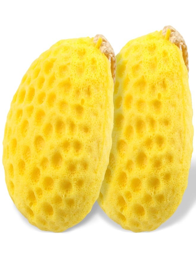 Brvlsoc 2-Pack Deep Cleansing Bath Sponges - Soft PU Foam Loofah for Shower, Rich Lather & Gentle Exfoliation, Durable Yellow Color Design - Image 1