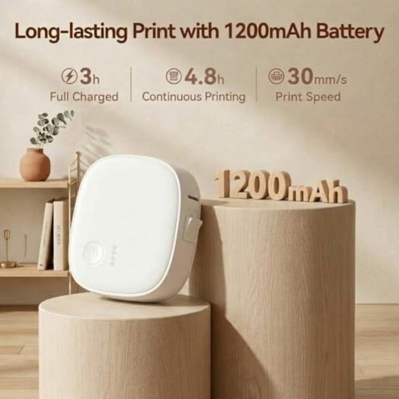 Mini Label Maker Machine with Tape Portable Bluetooth Thermal Label Printer Waterproof Rechargeable Wireless Label Maker Built-in Cutter For Home Office Kitchen White - Image 5