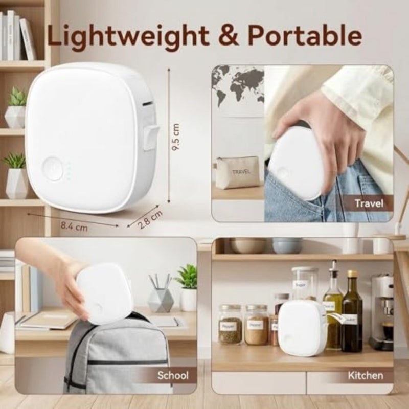 Mini Label Maker Machine with Tape Portable Bluetooth Thermal Label Printer Waterproof Rechargeable Wireless Label Maker Built-in Cutter For Home Office Kitchen White - Image 4