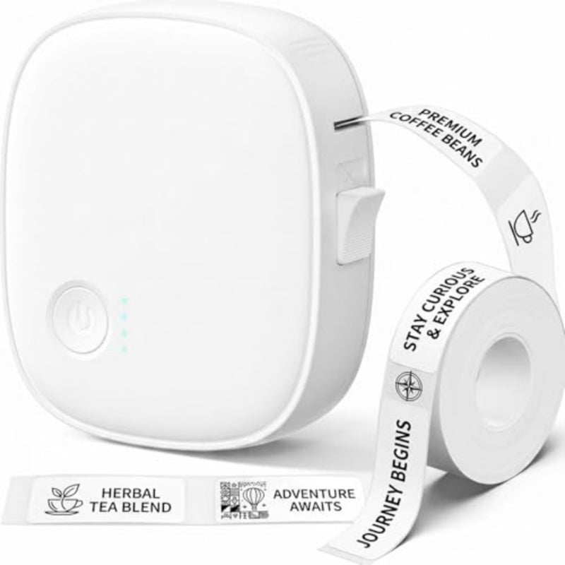 Mini Label Maker Machine with Tape Portable Bluetooth Thermal Label Printer Waterproof Rechargeable Wireless Label Maker Built-in Cutter For Home Office Kitchen White - Image 1