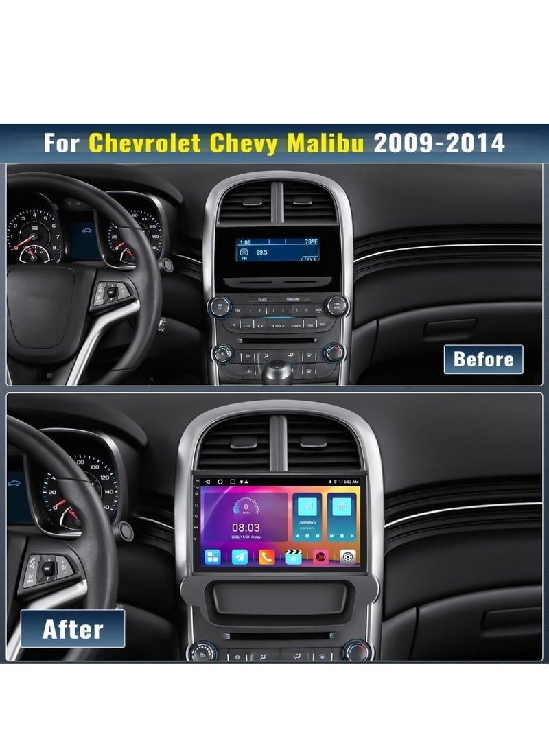 Vierex - Android Car Stereo For Chevrolet Chevy Malibu 2009-2014 4GB RAM Support Apple Carplay Android Auto Wireless QLED Fast Interface Quick Boot AHD Camera Included SIM Card Bluetooth USB YouTube - Image 1