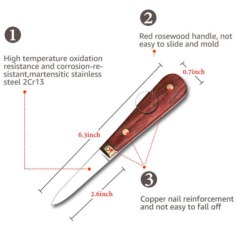 SPEENSUN SPEENSUN Oyster Shucking Knife, Oyster Knife, Oyster Shucker Not Easy to Break and Bend, More Secure with Oyster Shucking Knife Glove (2 Knife and 1 Glove M), Best Oyster Shucking Kit  - Image 2