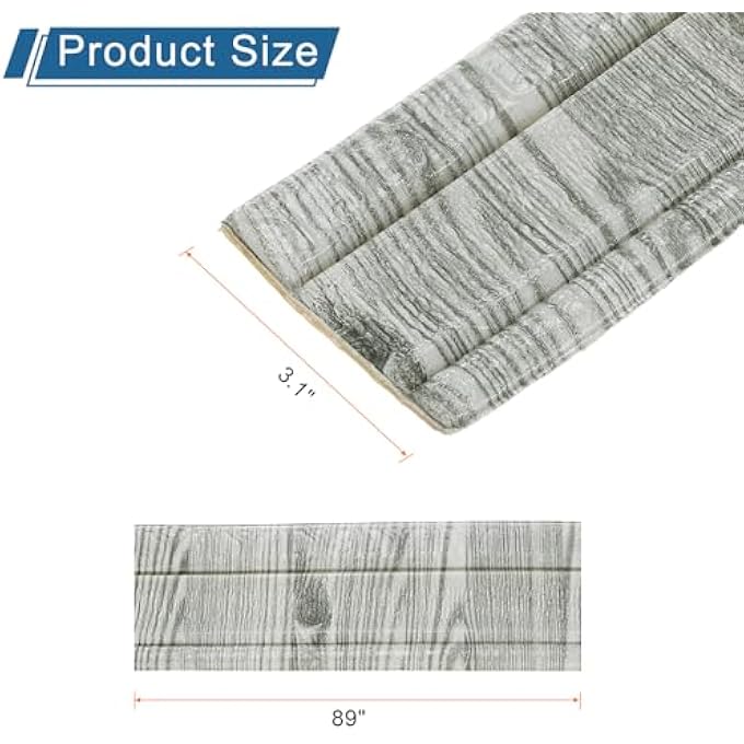 2PCS SELF-ADHESIVE 3D WALL EDGING 89"X3.1" FLEXIBLE PEEL AND STICK MOLDING TRIM FOR WALL MIRROR DOOR WARDROBE GAP SEALING FRAME LINES, GREY - Image 2