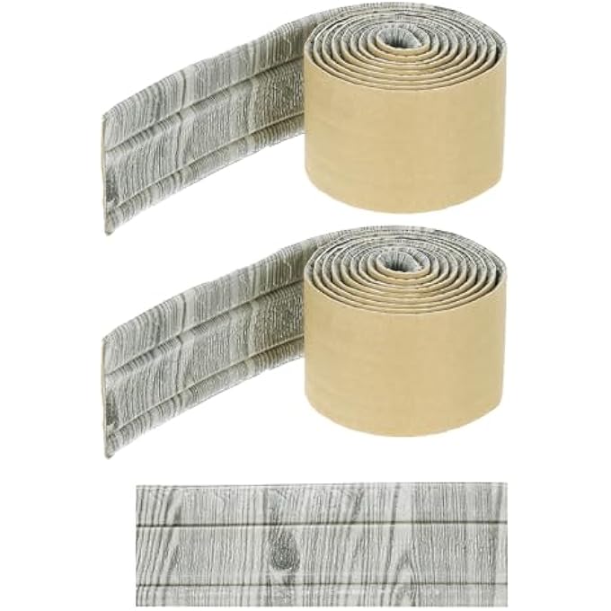 2PCS SELF-ADHESIVE 3D WALL EDGING 89"X3.1" FLEXIBLE PEEL AND STICK MOLDING TRIM FOR WALL MIRROR DOOR WARDROBE GAP SEALING FRAME LINES, GREY - Image 1