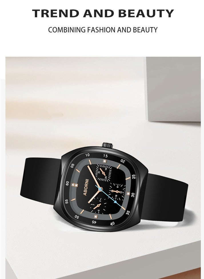ABORNI Fashionable Silicone Strap Women's Quartz Watch, Square Dial, Mineral Reinforced Glass, Waterproof, Luminous, Simple & Elegant Design - Image 4