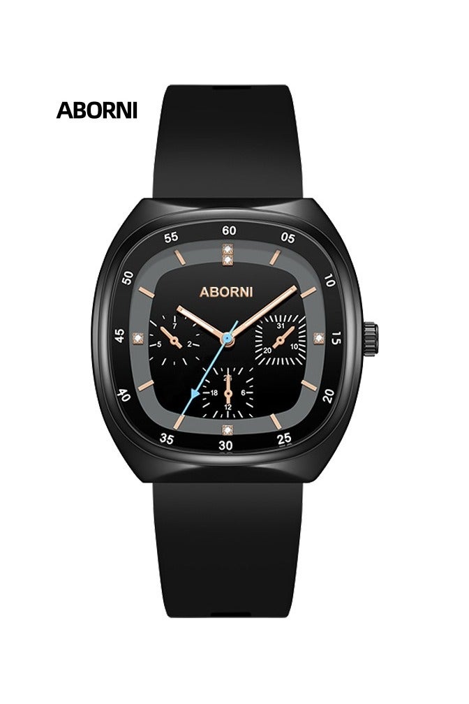 ABORNI Fashionable Silicone Strap Women's Quartz Watch, Square Dial, Mineral Reinforced Glass, Waterproof, Luminous, Simple & Elegant Design - Image 1