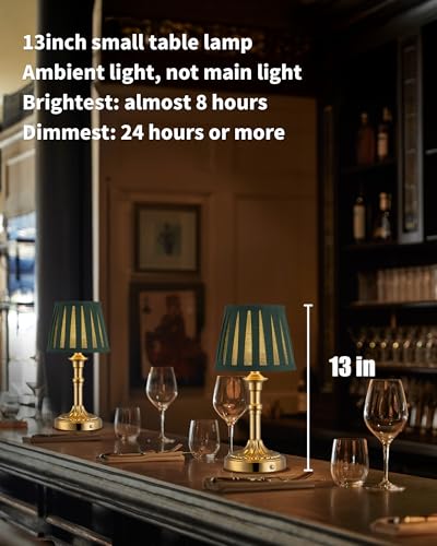KDG Cordless Portables Table Lamp Set of 2 LED Fabric Shade Small Desk Lamps 5000mAh Battery Powered Lighting 2700K Stepless Dimmable Light for Living Room Dining Room Bedroom GoldGreen - Image 3