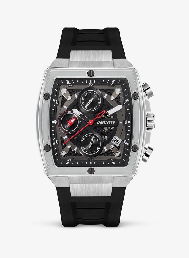 Ducati Black Dial Black Silicone Strap Chronograph Watch for Men 40mm - Image 1